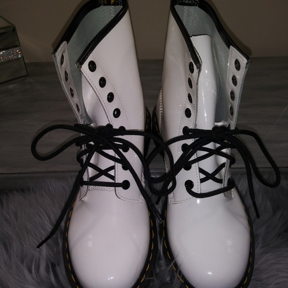 Dr. Martens Shoes - DR. MARTENS ORIGINAL WHITE PATENT LEATHER BOOTS